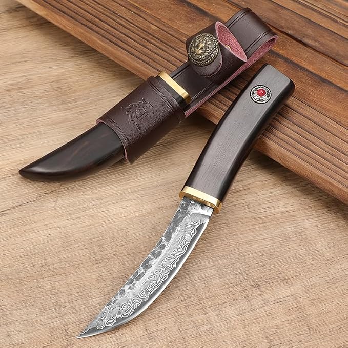 Compact fixed blade with wood sheath product photograph