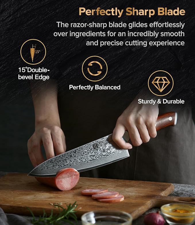 XINZUO Yu Series rosewood handle and chef knife construction