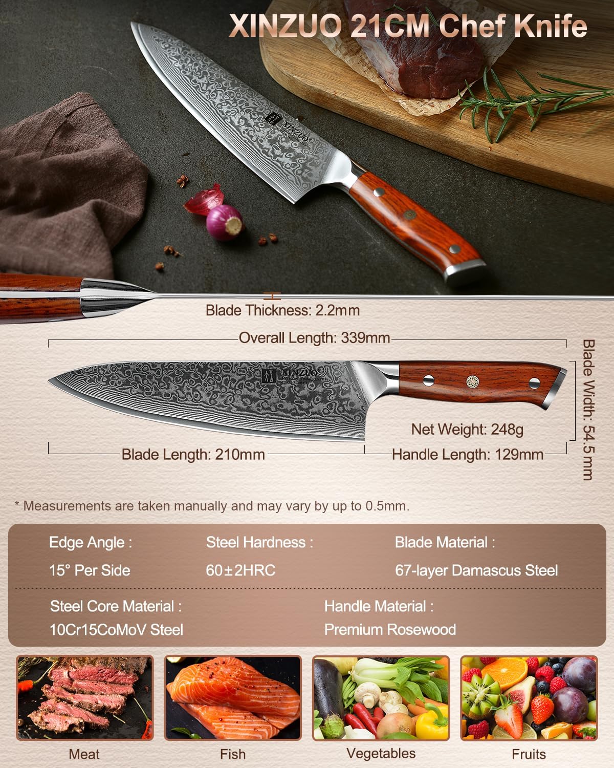 XINZUO Yu Series Damascus blade detail